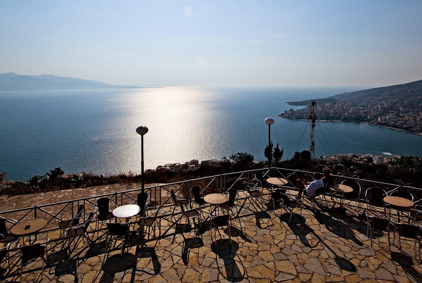 Panoramic view of Saranda bay from Lëkurësi Castle